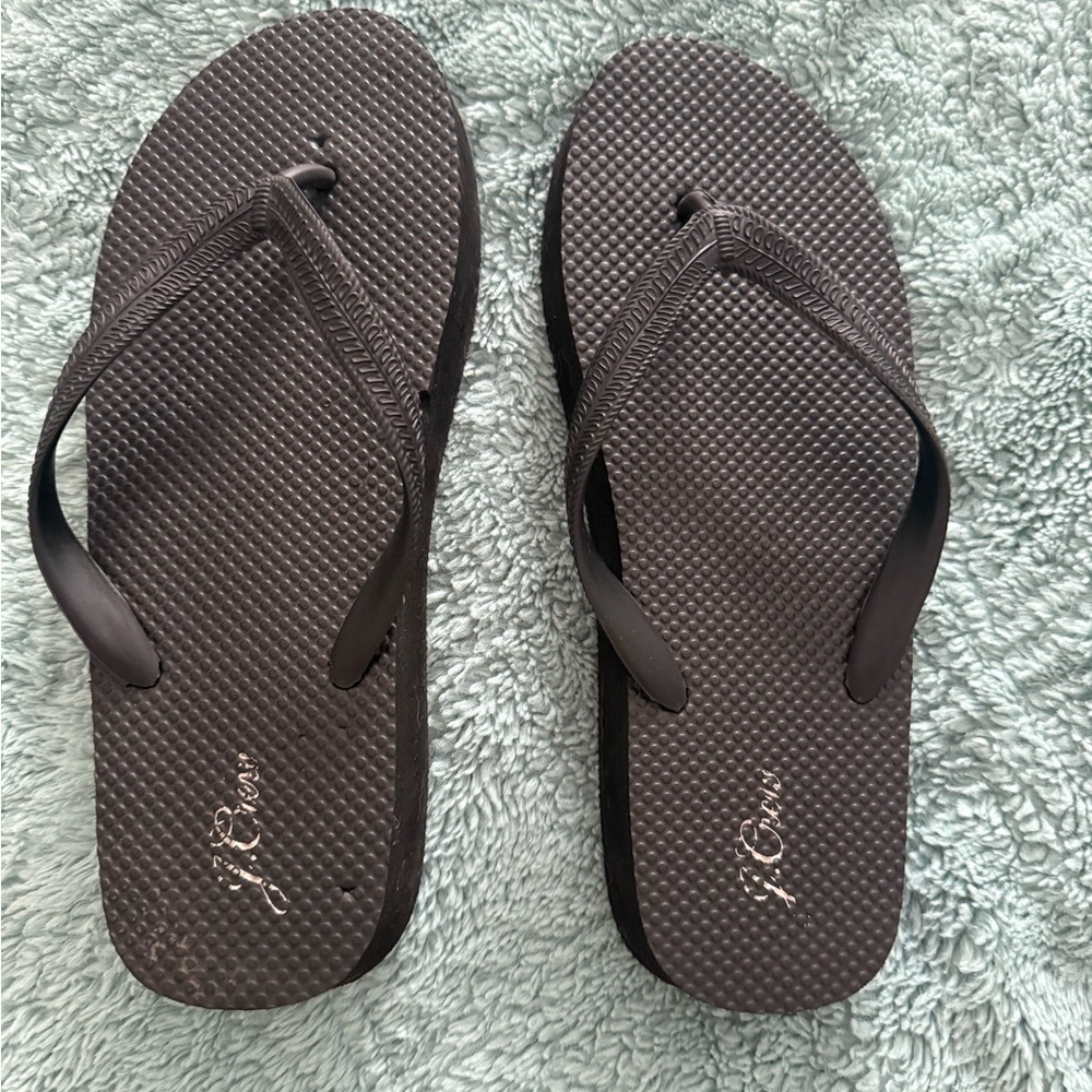 J. Crew Black platform flip flops